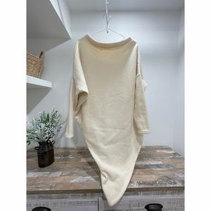 Oversized asymmetrical cream tunic sweater